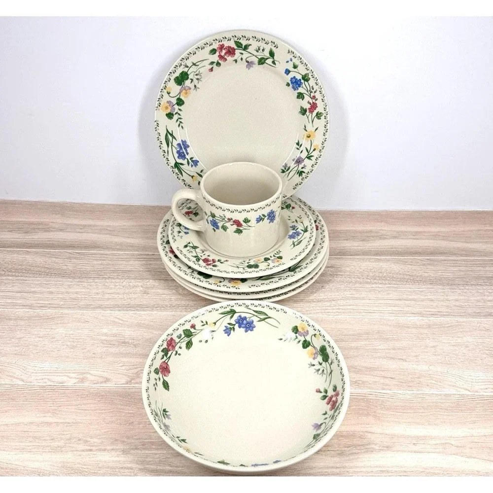 Pfaltzgraff Garden Party USA‎ Floral Stoneware Mixed Dinnerware Plates Bowl Cup